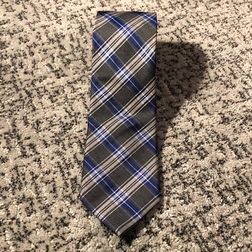 Pronto Uomo Blue, White, & Gray striped Tie